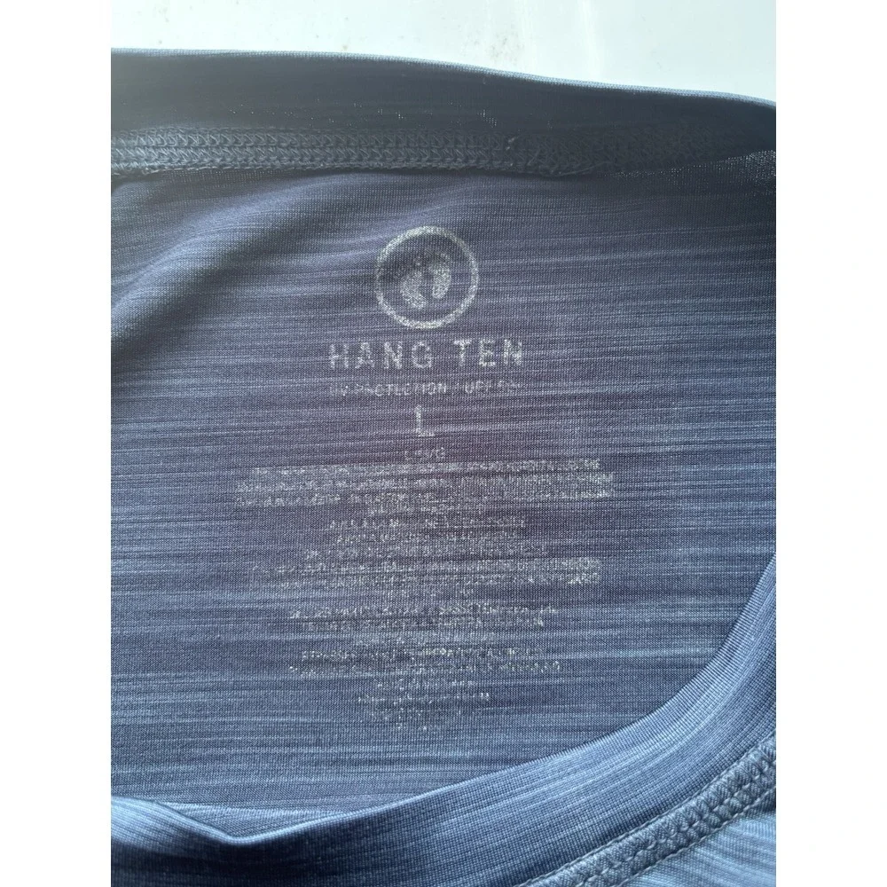 Hang Ten Long Sleeve Shirt UPF 50+ Men's Size L Back Zipper‎ Surfing Biking Blue